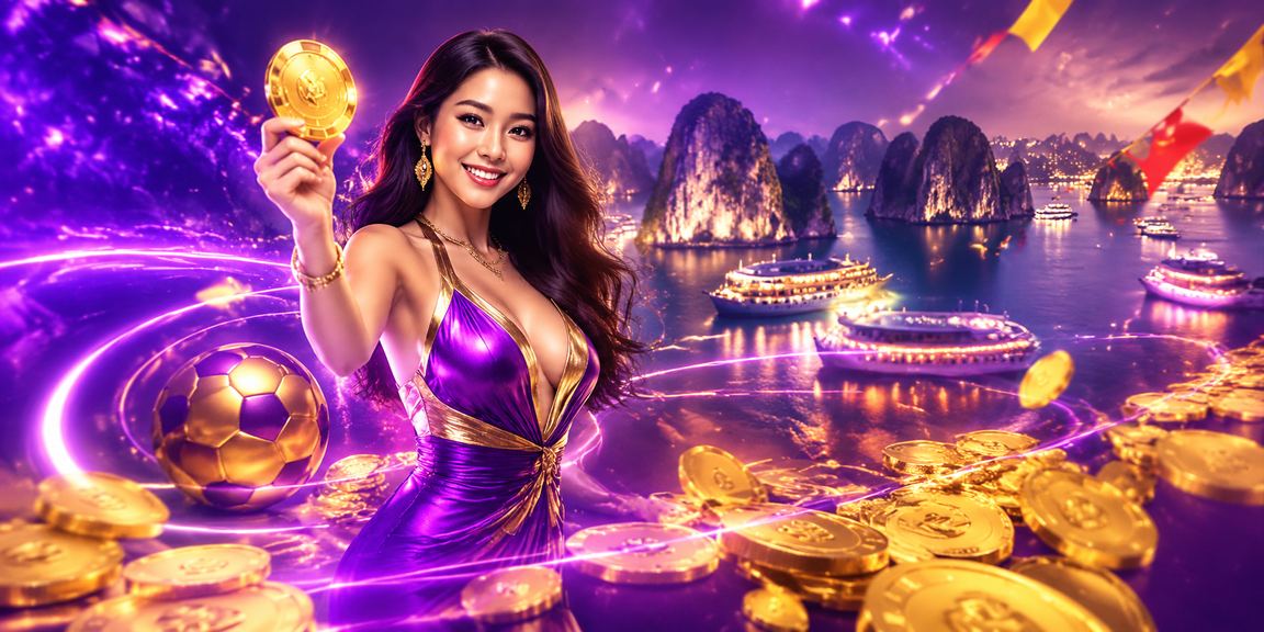 Ánh đèn neon Hạ Long Bay – người dùng truy cập nền tảng cá cược bóng đá trực tuyến buổi tối