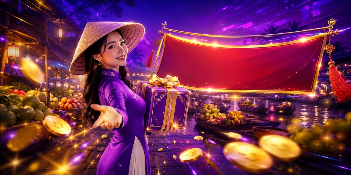 Ánh đèn neon vùng Mekong – người dùng kiểm tra cashback và nạp rút tiền trên nền tảng 95vn
