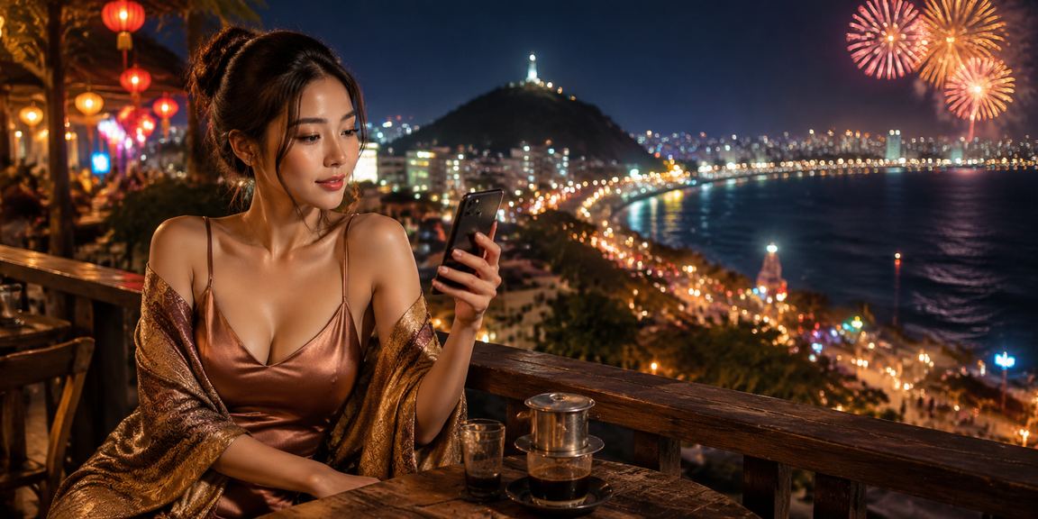 Người chơi Vũng Tàu ngồi cà phê tra cứu hướng dẫn thanh toán và hỗ trợ trực tuyến